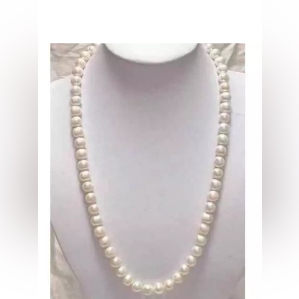 24" AAA 8-9MM SOUTH SEA NATURAL White BAROQUE PEARL NECKLACE 14K GOLD REAL